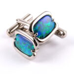 Custom White Gold Boulder Opal Cufflinks