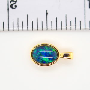 Blue Green Sterling Silver Gold Plate Australian Triplet Opal Necklace Pendant