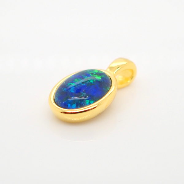 Blue Green Sterling Silver Gold Plate Australian Triplet Opal Necklace Pendant