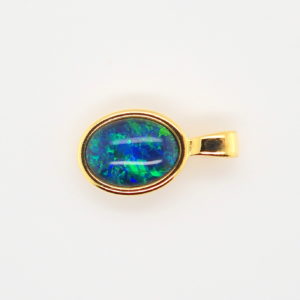 Blue Green Sterling Silver Gold Plate Australian Triplet Opal Necklace Pendant