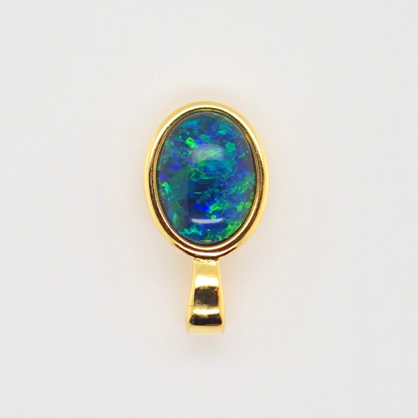 Blue Green Sterling Silver Gold Plate Australian Triplet Opal Necklace Pendant