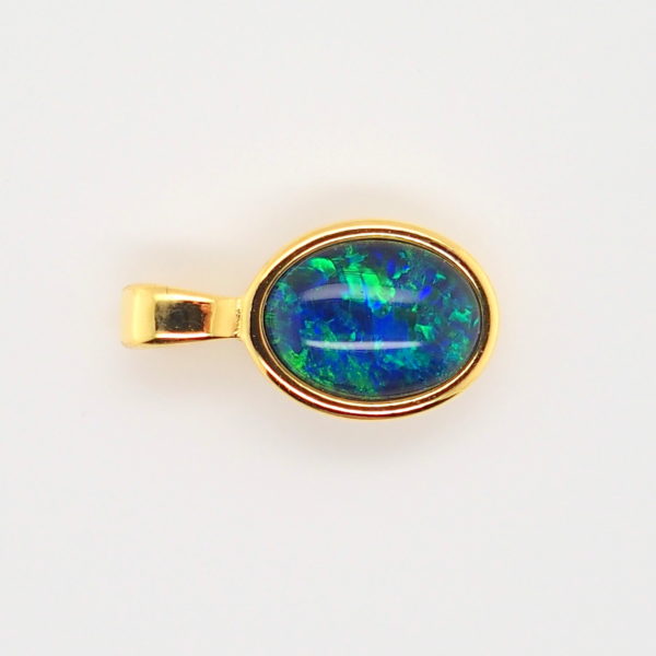 Blue Green Sterling Silver Gold Plate Australian Triplet Opal Necklace Pendant