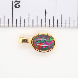 Blue Green Red Sterling Silver Gold Plate Australian Triplet Opal Necklace Pendant