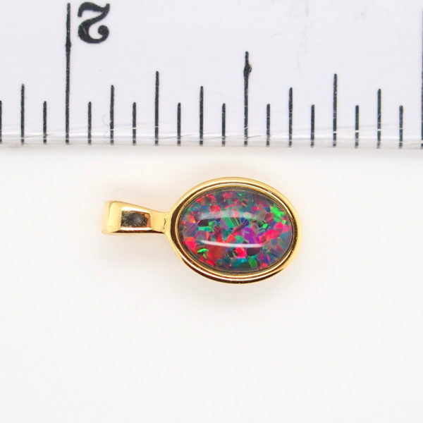 Blue Green Red Sterling Silver Gold Plate Australian Triplet Opal Necklace Pendant