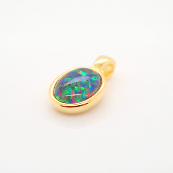 Blue Green Red Sterling Silver Gold Plate Australian Triplet Opal Necklace Pendant