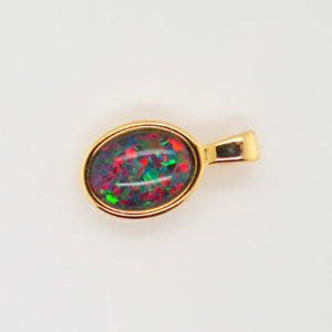 Blue Green Red Sterling Silver Gold Plate Australian Triplet Opal Necklace Pendant