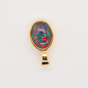 Blue Green Red Sterling Silver Gold Plate Australian Triplet Opal Necklace Pendant