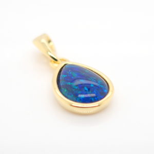 Blue Green Sterling Silver Gold Plate Australian Triplet Opal Necklace Pendant