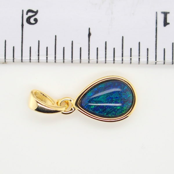 Blue Green Sterling Silver Gold Plate Australian Triplet Opal Necklace Pendant