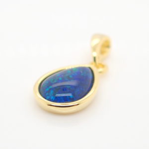 Blue Green Sterling Silver Gold Plate Australian Triplet Opal Necklace Pendant