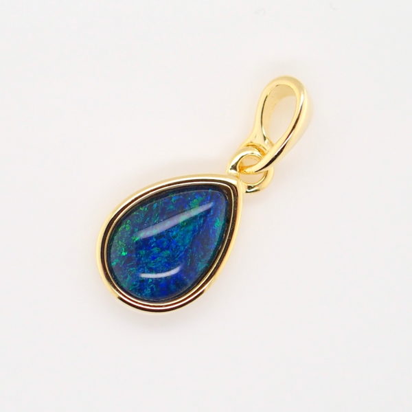 Blue Green Sterling Silver Gold Plate Australian Triplet Opal Necklace Pendant