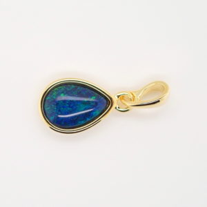 Blue Green Sterling Silver Gold Plate Australian Triplet Opal Necklace Pendant