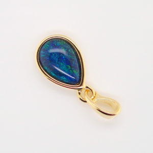 Blue Green Sterling Silver Gold Plate Australian Triplet Opal Necklace Pendant