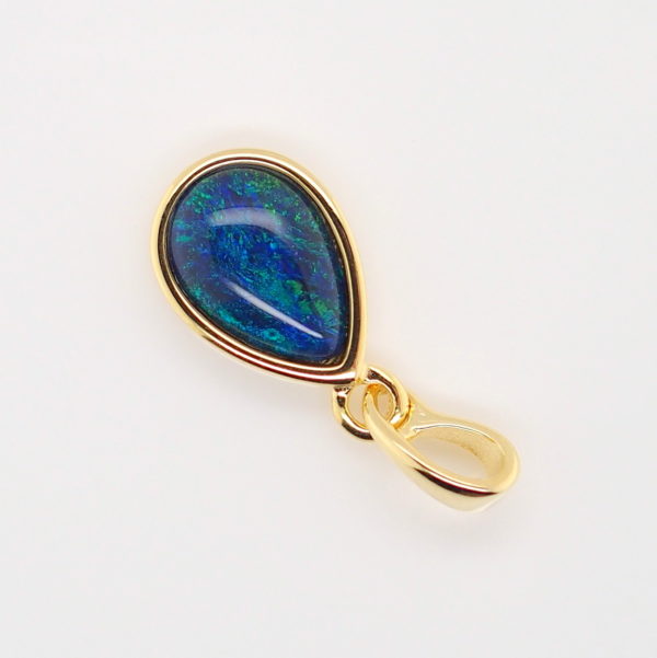 Blue Green Sterling Silver Gold Plate Australian Triplet Opal Necklace Pendant