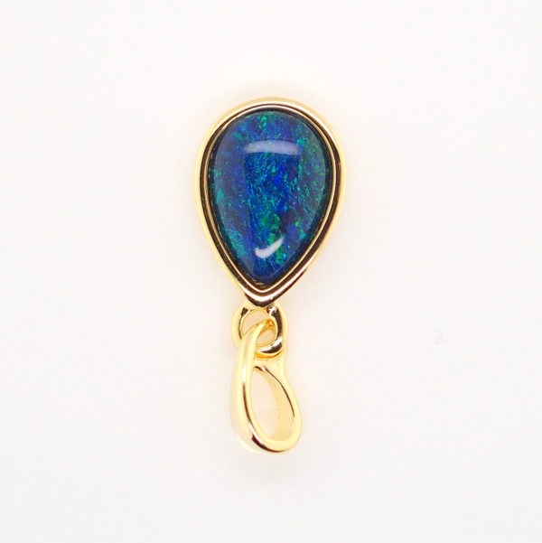 Blue Green Sterling Silver Gold Plate Australian Triplet Opal Necklace Pendant