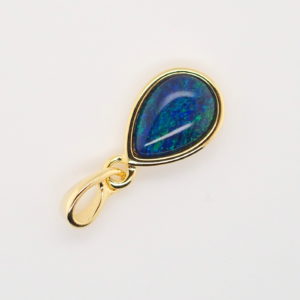 Blue Green Sterling Silver Gold Plate Australian Triplet Opal Necklace Pendant