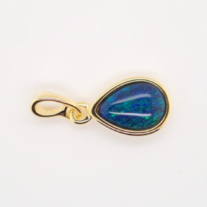 Blue Green Sterling Silver Gold Plate Australian Triplet Opal Necklace Pendant