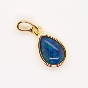 Blue Green Sterling Silver Gold Plate Australian Triplet Opal Necklace Pendant