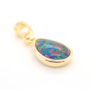 Blue Green Red Sterling Silver Gold Plate Australian Triplet Opal Necklace Pendant
