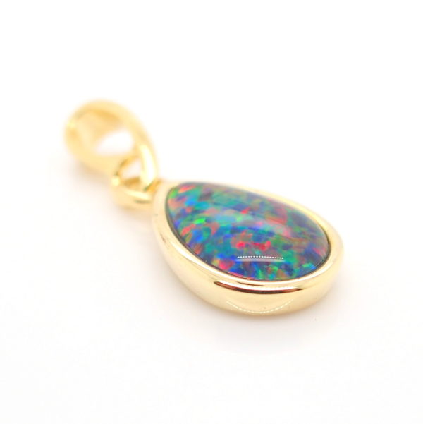Blue Green Red Sterling Silver Gold Plate Australian Triplet Opal Necklace Pendant