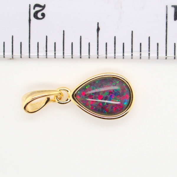 Blue Green Red Sterling Silver Gold Plate Australian Triplet Opal Necklace Pendant