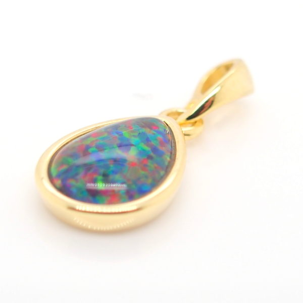 Blue Green Red Sterling Silver Gold Plate Australian Triplet Opal Necklace Pendant