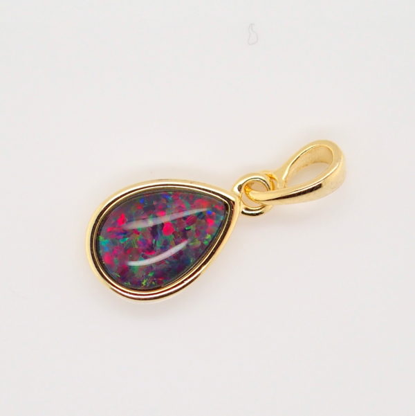 Blue Green Red Sterling Silver Gold Plate Australian Triplet Opal Necklace Pendant