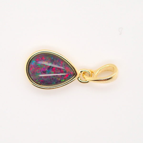 Blue Green Red Sterling Silver Gold Plate Australian Triplet Opal Necklace Pendant