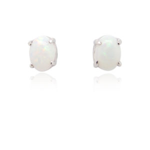Sterling Silver Blue Green Pink Solid Australian White Opal Stud Earrings