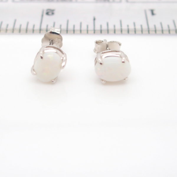 Sterling Silver Blue Green Pink Solid Australian White Opal Stud Earrings