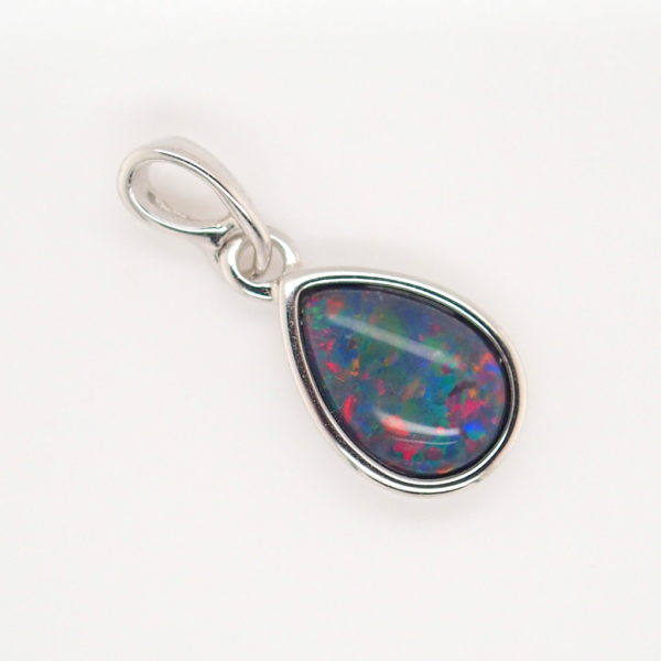 Blue Green Red Sterling Silver Gold Plate Australian Triplet Opal Necklace Pendant