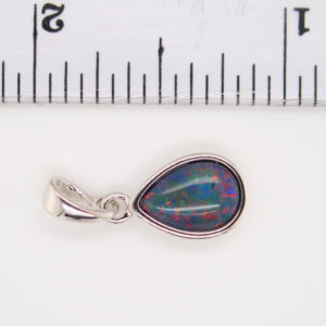 Blue Green Red Sterling Silver Australian Triplet Opal Necklace Pendant