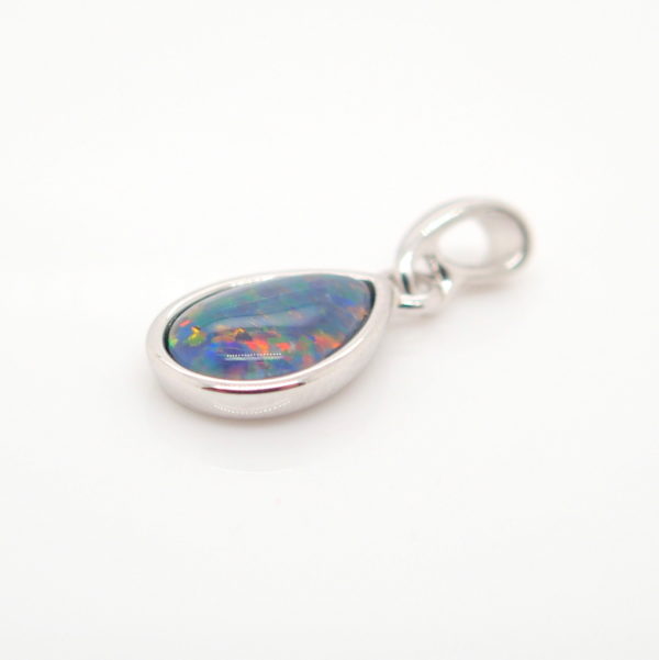 Blue Green Red Sterling Silver Gold Plate Australian Triplet Opal Necklace Pendant