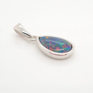 Blue Green Red Sterling Silver Gold Plate Australian Triplet Opal Necklace Pendant