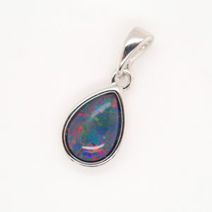 Blue Green Red Sterling Silver Gold Plate Australian Triplet Opal Necklace Pendant