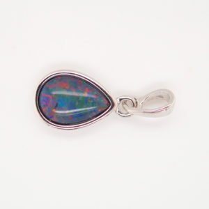 Blue Green Red Sterling Silver Gold Plate Australian Triplet Opal Necklace Pendant