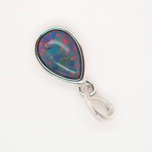 Blue Green Sterling Silver Australian Triplet Opal Necklace Pendant