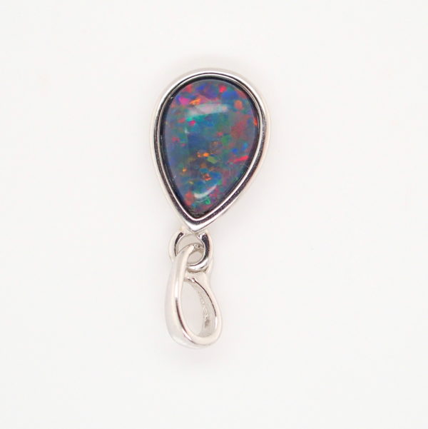 Blue Green Red Sterling Silver Gold Plate Australian Triplet Opal Necklace Pendant