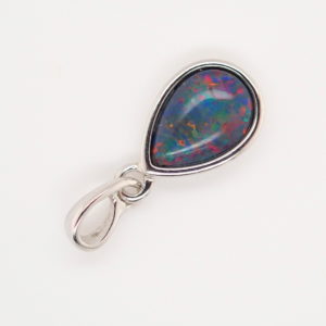 Blue Green Red Sterling Silver Gold Plate Australian Triplet Opal Necklace Pendant