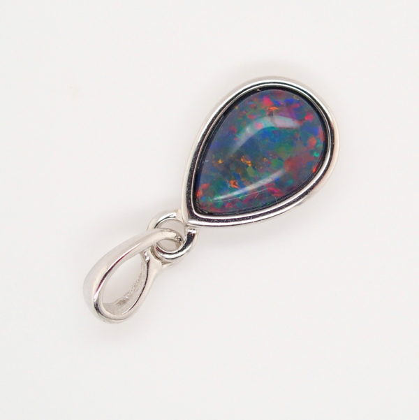 Blue Green Red Sterling Silver Gold Plate Australian Triplet Opal Necklace Pendant