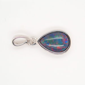 Blue Green Red Sterling Silver Gold Plate Australian Triplet Opal Necklace Pendant