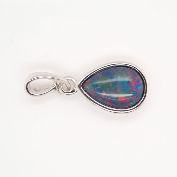 Blue Green Red Sterling Silver Gold Plate Australian Triplet Opal Necklace Pendant