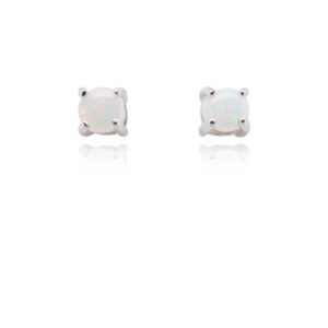 Sterling Silver Blue Green Pink Solid Australian White Opal Stud Earrings