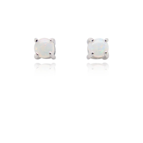 Sterling Silver Blue Green Pink Solid Australian White Opal Stud Earrings