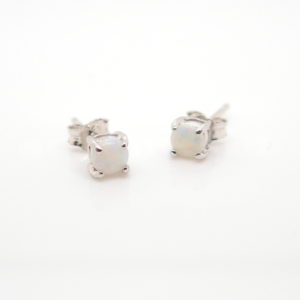 Sterling Silver Blue Green Pink Solid Australian White Opal Stud Earrings