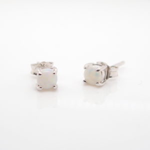 Sterling Silver Blue Green Pink Solid Australian White Opal Stud Earrings