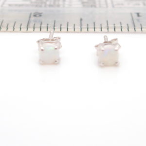 Sterling Silver Blue Green Pink Solid Australian White Opal Stud Earrings