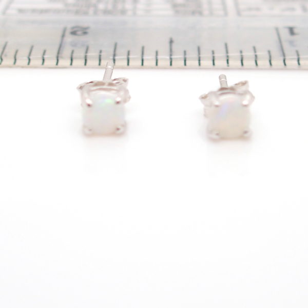 Sterling Silver Blue Green Pink Solid Australian White Opal Stud Earrings
