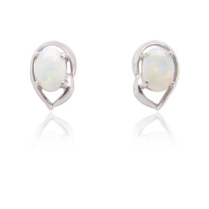 Sterling Silver Blue Green Pink Solid Australian White Opal Stud Earrings