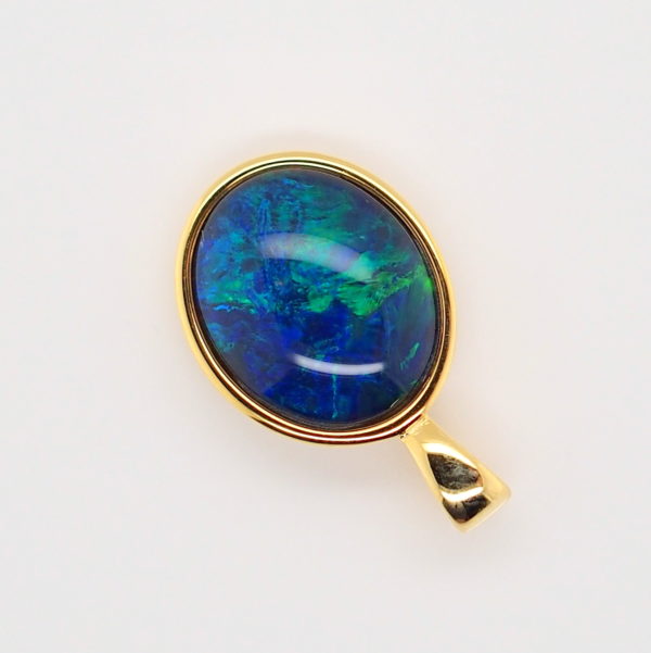 Blue Green Sterling Silver Gold Plate Australian Triplet Opal Necklace Pendant